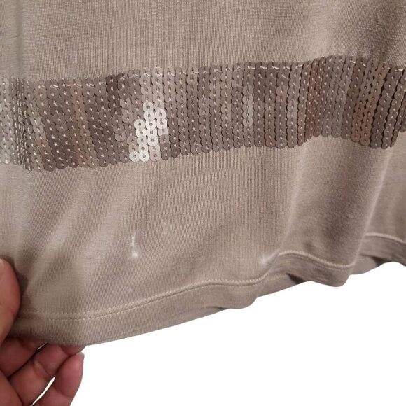 Kische Woman’s Smokey blush Sequins Stripes Short Sleeve Sz‎ 2X - Picture 3 of 5